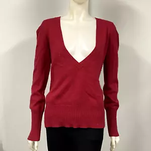 Calypso Christiane Celle 100% Cashmere Red Deep V-Neck Sweater L Large - Picture 1 of 4