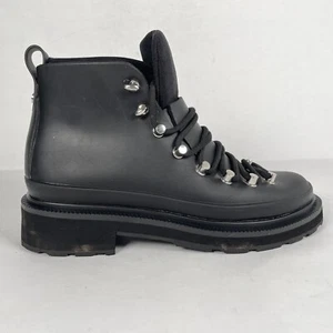 Rag & Bone Compass Rain Boots Womens Size 36 US 6 Black Lace Up Ankle Shoes - Picture 1 of 10