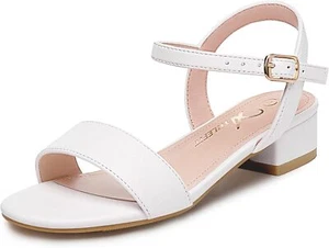 Girls Sandals Open Toe Ankle Strap Low Heels Girl Dress Shoes For Toddler Kid - Picture 1 of 18