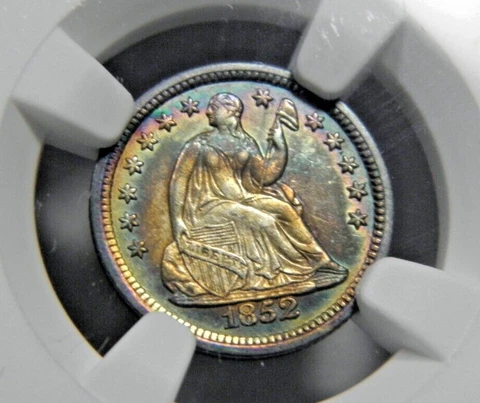 1852 LIBERTY STD 1/2 DIME NGC AU58 GORGEOUS VIVID ALBUM TONING ALL AROUND Cover