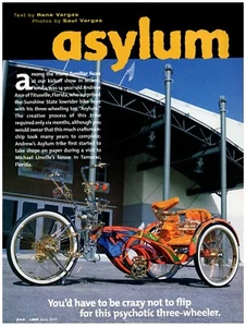 Lowrider Bicycle Trike Asylum Psychotic Three-Wheeler Magazine CLIPPING Photo - Imagen 1 de 1