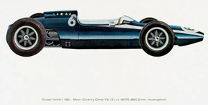 Cooper Formel 1 Rennwagen 1962 - Werbe Illustration Poster - Bild 1 von 1