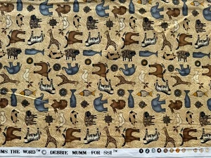 Debbie Mumm Noah’s Ark Fabric With Aninimals On Beige 2 3/4 Yards - Picture 1 of 1