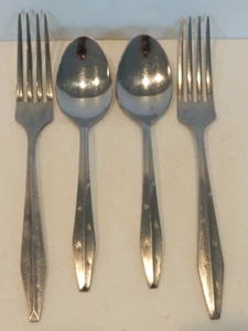 Stainless Japan Regent Sheffield Vintage Atomic Starburst 2 Teaspoons 2 Forks - Picture 1 of 4