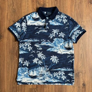 Polo Ralph Lauren Floral Tropical Island Royal Logo Large Shirt Men - Picture 1 of 7