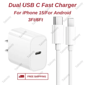 20W Fast Charger Power Adapter USB C Type C Cable For iPhone 15 Plus Pro Android - Picture 1 of 15