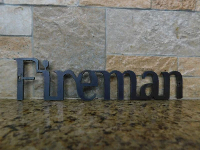 FIREMAN Metal Wall Art Word Quote Sign Decor Steel rustic Arrow Crafts Supplies - Image 1 of 4