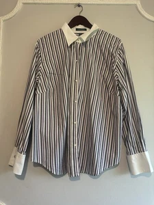 Lauren Ralph Lauren Lila & Weiß Vintage Hemd Bluse 44 Zoll Brustumfang Large/XL  - Bild 1 von 15