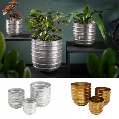 3er Set Blumentopf ORIENT 25/20/15cm Metall FARBWAHL Hammerschlag Design Gefäß - Bild 1 von 4