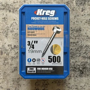 Kreg Pocket-Hole Screws 3/4” 19mm 500 ct. #2 Fine Thread Pan Head Indoor Use - Picture 1 of 4