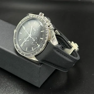 Sailcloth Rubber Curved End Watch Strap Band For Omega Speedmaster Moonwatch - Picture 1 of 22
