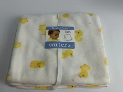 NWT Carters Microfleece Micro Fleece White And Yellow Duck Ducky Baby Blanket - Image 1 of 4