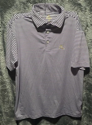 Polo de golf Rhoback de manga corta a rayas moradas pequeñas para hombre Foto 1 de 4