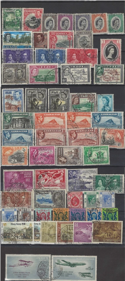 WORLDWIDE STAMP British Colonies GRENADA,FİJİ,HONKONG,İNDİA - Image 1 of 1