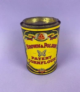 Harina de maíz marrón y polson vintage de la década de 1970 16 OZ lata - Imagen 1 de 6