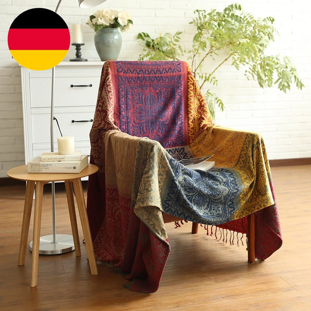 Glitzhome Überwurfdecke Aus Acryl – 152,4x127 Cm, Grau Gestreift, Mit Fransen, Weich Und Kuschelig