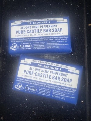 NEW Dr Bronner's Pure Castille Peppermint Bar Soap, 5 Ounce (Pack of 2) - Image 1 of 2
