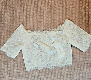 Off-the-Shoulder Lace Topper, David's Bridal, Size 10, 3/4 Sleeve, Ivory, NWT - Picture 1 of 12