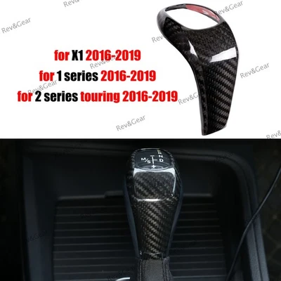 Cubierta de perilla de cambio de marchas de coche de fibra de carbono real decoración para BMW X1 F48 2016-2019 Foto 1 de 4