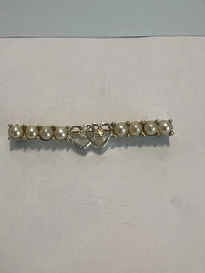 Vintage Sarah Coventry Kunstperlen/Herzen Stab Anstecknadel Brosche goldfarben 50’er - Bild 1 von 3