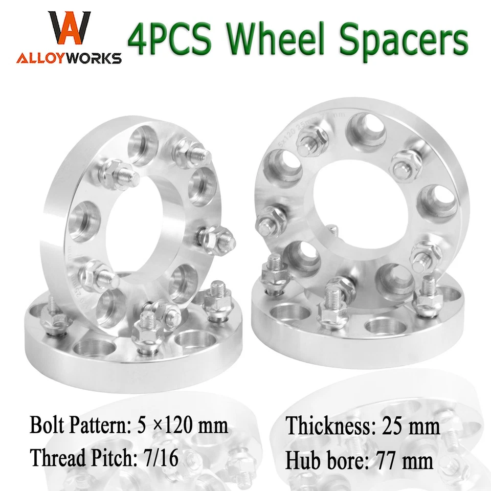 4PCS 5 Lugs Adapters 25mm 5x120 Wheel Spacers 77mm Fit Holden Commodore ALLOY - image 1 of 4