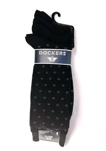Dockers Men's Dress Classics Crew Socks 4 Pairs Black Assorted Size 6-12 - Picture 1 of 3