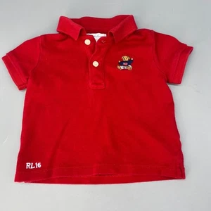 Polo Ralph Lauren 9M Rojo Bordado Oso de Peluche y Logo RL16 100% Algodón - Imagen 1 de 7