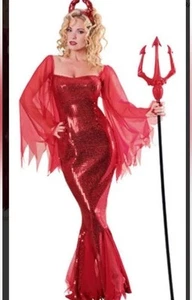 Devilish Sizzlin' Seductress Red Sequin Dress Gown Only Small - Picture 1 of 1