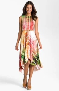 Suzi Chin for Maggy Boutique Print High/Low Hemline Dress (size 12) - Picture 1 of 4