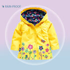 Girl Raincoat Waterproof Windproof Autumn Hooded Jacket Flower Pattern Outdoor