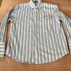 Camisa de vestir Le Jean De Marithe Francois Girbaud para hombre XXL azul a rayas puño francés - Imagen 1 de 13