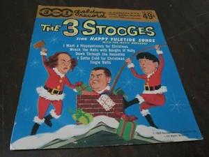 VINTAGE 45 RPM GOLDEN RECORDS 3 ON 1 - THE 3 STOOGES SING HAPPY YULETIDE SONGS - Picture 1 of 5