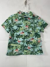 Old Navy Boys Multicolored Tropical Poplin Camp Short Sleeve Button Up Shirt