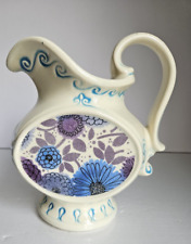 Vintage McCoy Art Pottery 7513 Pitcher Blue Purple White Floral 8"Tall No Chips