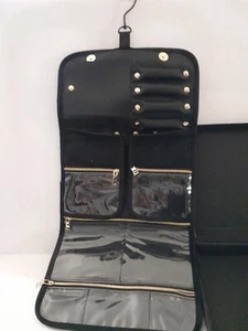 Cavi Travel Bag For Jewelry Makeup Hair Accessories Black Velvet Organizer - Picture 1 of 17