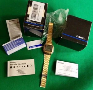 🔥🚨Casio LCD Illuminator Databank DB-360 Gold Plated Digital Watch NEVER USED - Picture 1 of 9