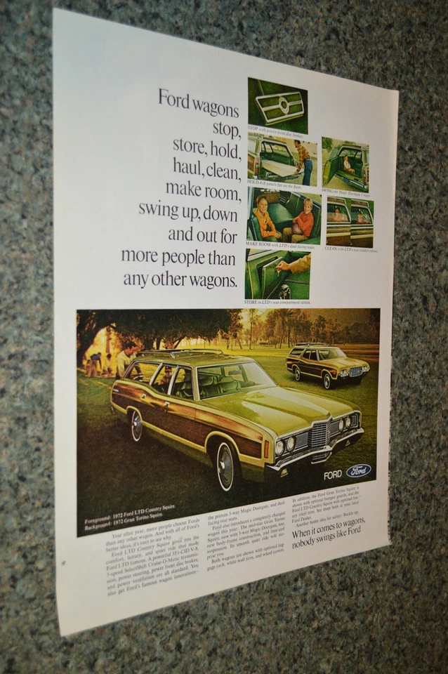 1972 FORD GRAN TORINO / LTD COUNTY SQUIRE ORIGINAL LARGE ADVERTISEMENT AD 72 - Image 1 of 1