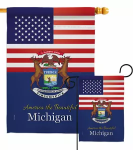 US Michigan Garden Flag States Regional Decorative Small Gift Yard House Banner - Picture 1 of 17