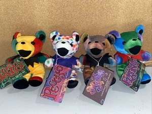 Lot Of 4 Grateful Dead Beanie Bears Vintage 1990's Steven Smith Liquid Blue 7” - Picture 1 of 11