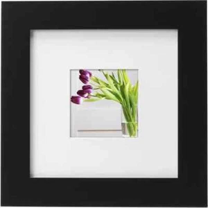 Museum 8x8 Matted to 4x4 Flat Wide Gallery Picture Frame, Black - Picture 1 of 3