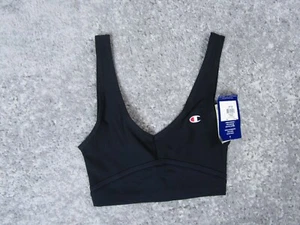 Champion Top Damen XS gerippter kurz geschnittener Tank schwarz ärmellos Freizeit Activewear - Bild 1 von 9