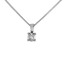 F.Hinds Womens 18ct White Gold Diamond Solitaire Necklace - 20pts