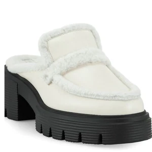 $550 NEW STUART WEITZMAN LEATHER & SHEARLING MULES 8 - Picture 1 of 12