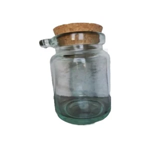 BOTELLA PEQUEÑA DE CRISTAL TRANSPARENTE CON TAPA DE CORCHO MEJOR CALIDAD GARANTIZADA - Imagen 1 de 6