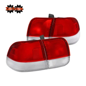 For 96-98 Honda Civic Sedan 4dr Si Red Clear Tail lights Frosted OE Style 4pc - Bild 1 von 2