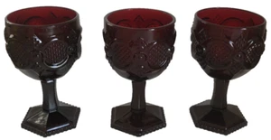 Avon Cape Cod Ruby Red Glass Large Goblets 6” Tall, Lot of 3, Holiday 10 Oz - Picture 1 of 4