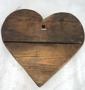Vintage Wood Heart Wall Hanging 11" Brown Decor Rustic Photo Frame Office/Home - Picture 1 of 7