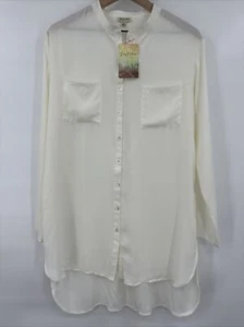 Lily weiße transparente Button-Down-Bluse creme Größe Medium Damen neu mit Etikett - Bild 1 von 6