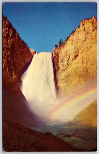Postcard Wyoming Yellowstone National Park WY Lower Falls w Rainbow - Picture 1 of 2