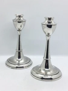 Pair of 19cm tall Sterling Silver Candlestick Candle Holders - Art Nouveau style - Picture 1 of 10